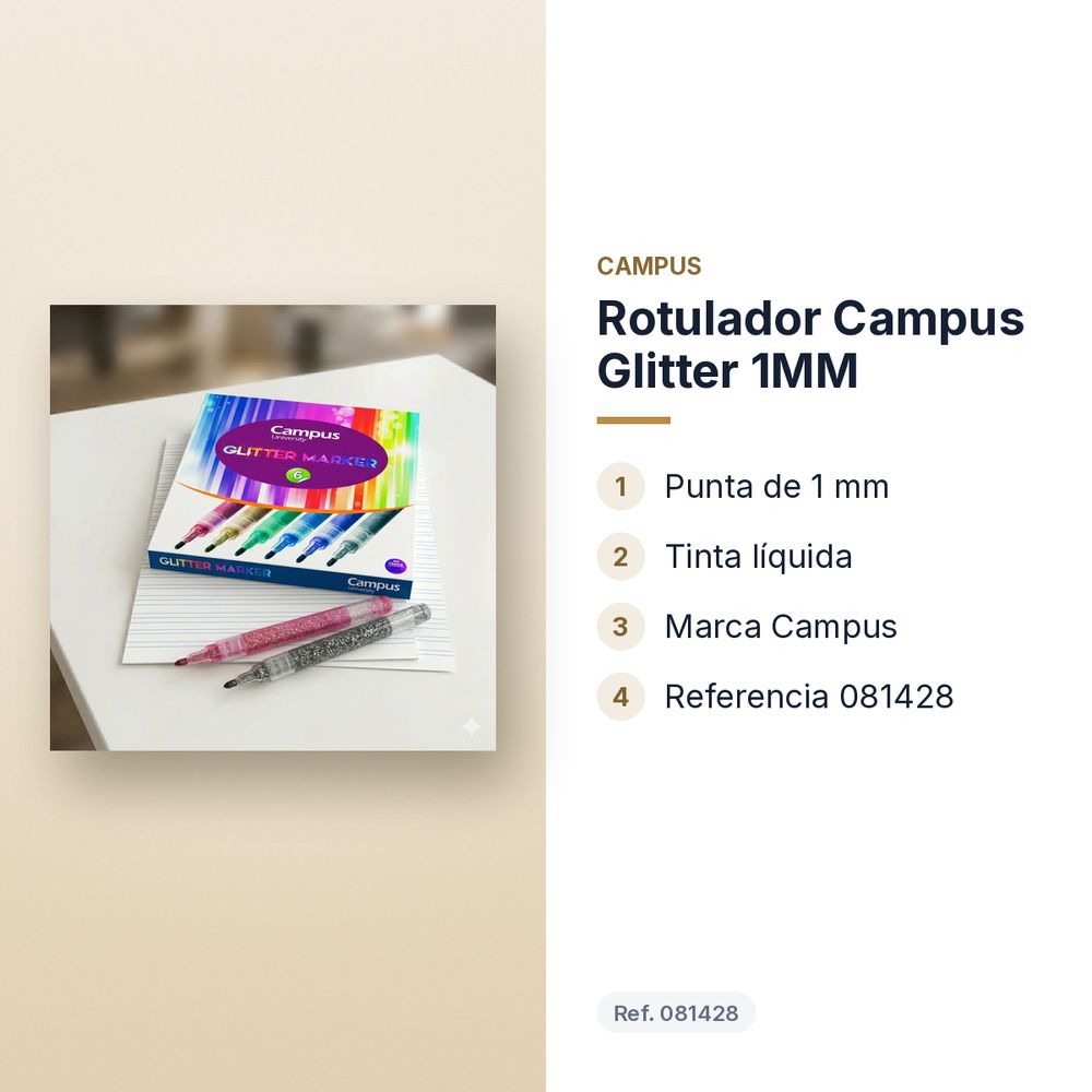 ROTULADOR CAMPUS GLITTER 1MM - características principales