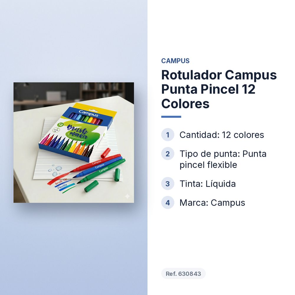 ROTULADOR CAMPUS PUNTA PINCEL 12 COLORES - características principales