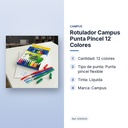 ROTULADOR CAMPUS PUNTA PINCEL 12 COLORES - características principales