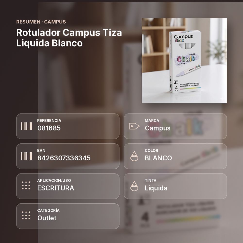ROTULADOR CAMPUS TIZA LIQUIDA BLANCO - resumen de atributos