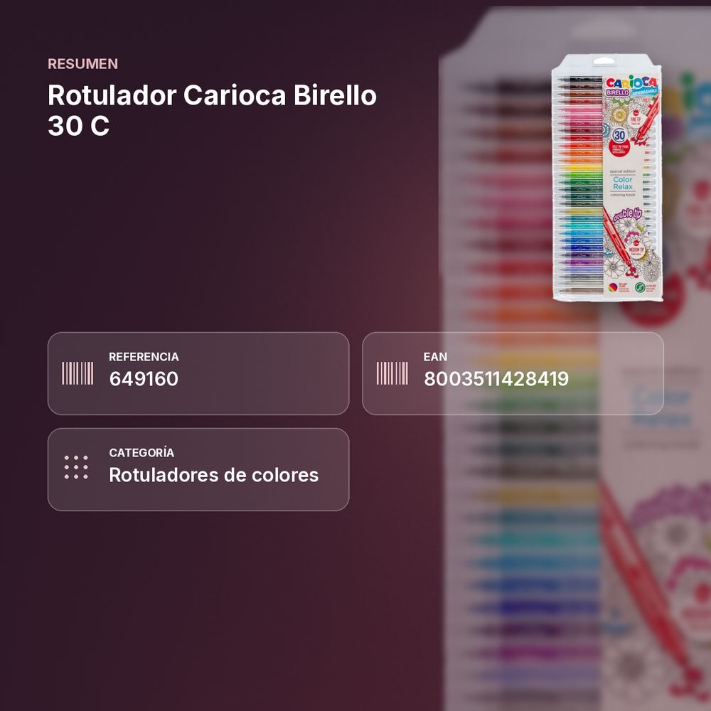 ROTULADOR CARIOCA BIRELLO 30 C - resumen de atributos