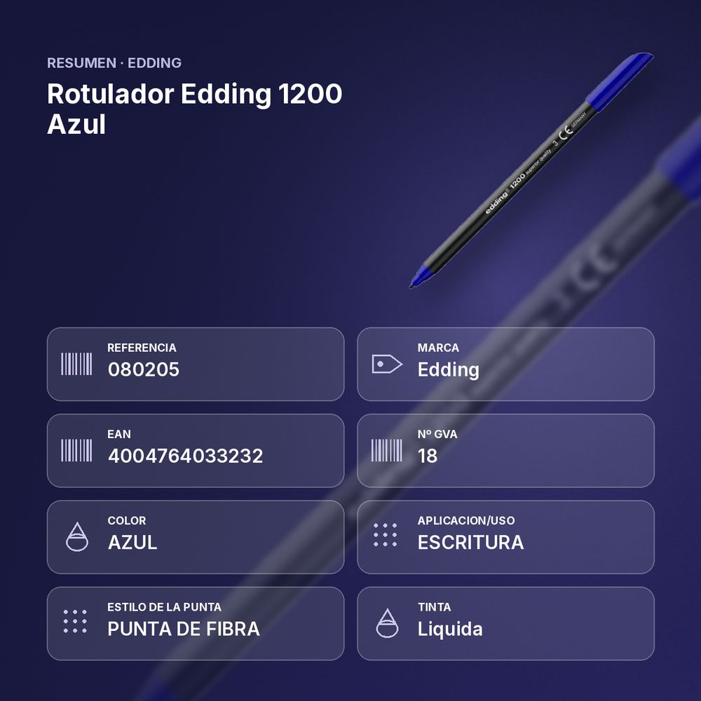 ROTULADOR EDDING 1200 AZUL - resumen de atributos