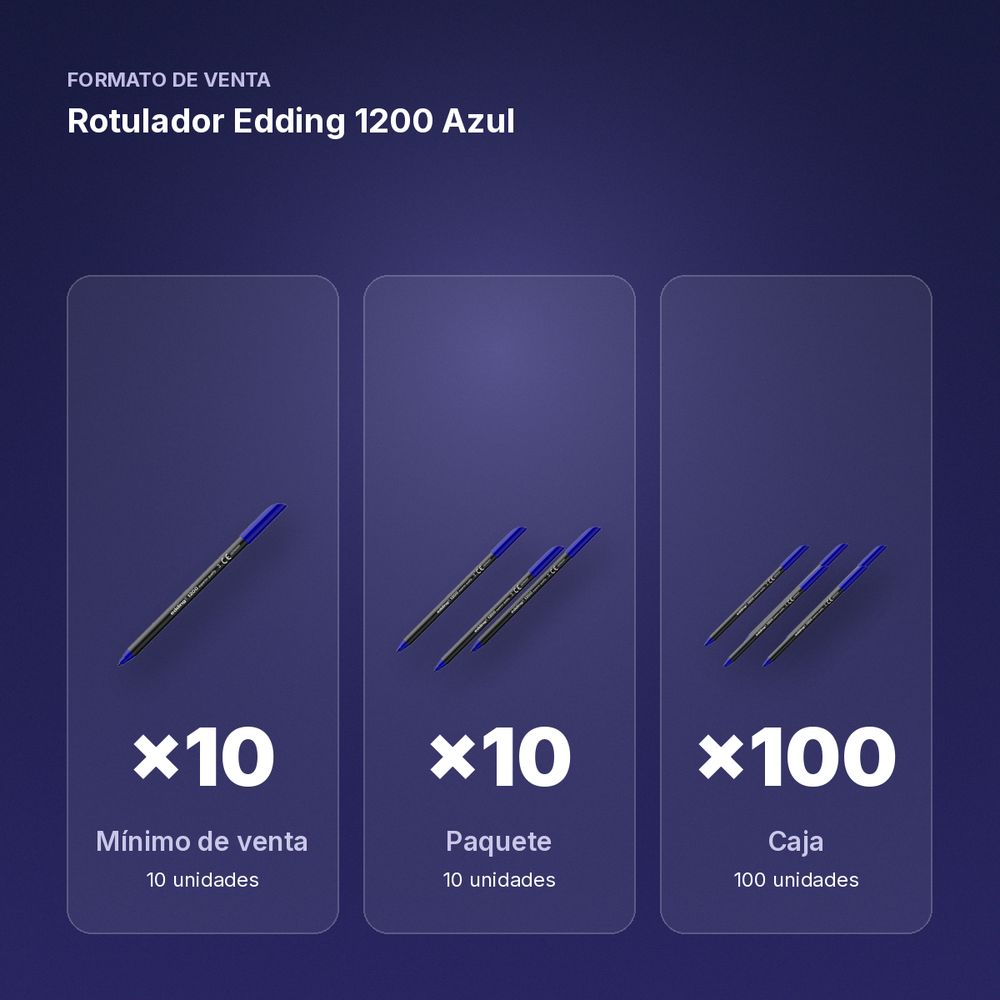 ROTULADOR EDDING 1200 AZUL - formato de venta: paquete de 10, caja de 100