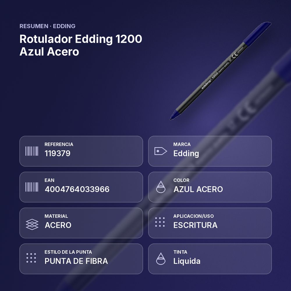 ROTULADOR EDDING 1200 AZUL ACERO - resumen de atributos