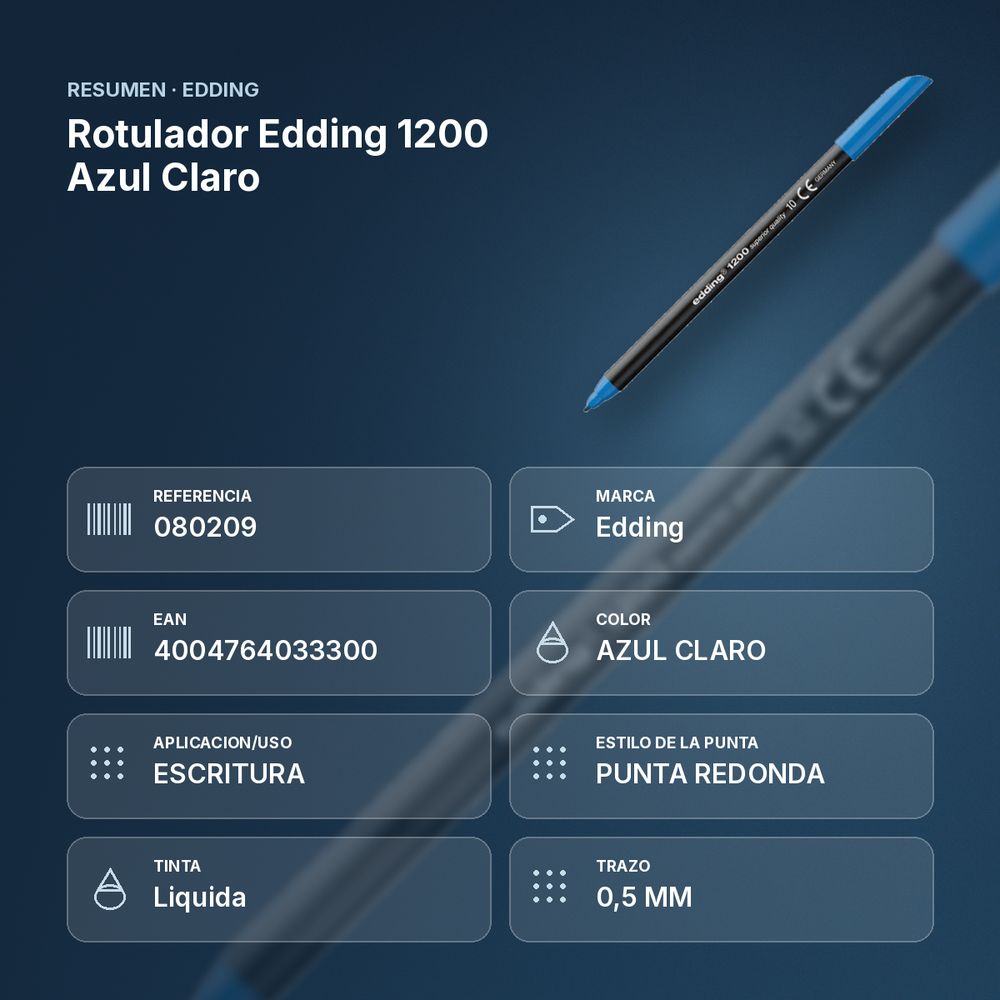 ROTULADOR EDDING 1200 AZUL CLARO - resumen de atributos