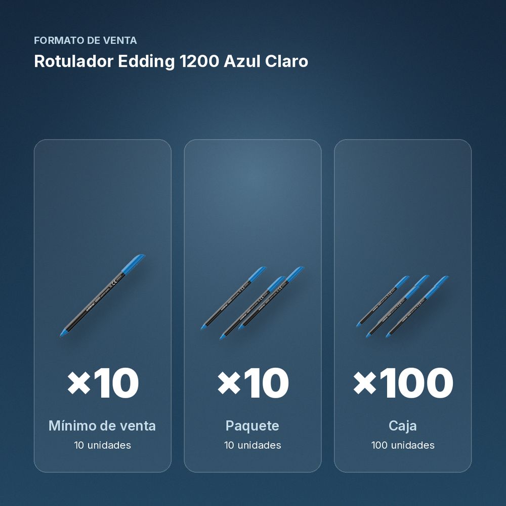 ROTULADOR EDDING 1200 AZUL CLARO - formato de venta: paquete de 10, caja de 100