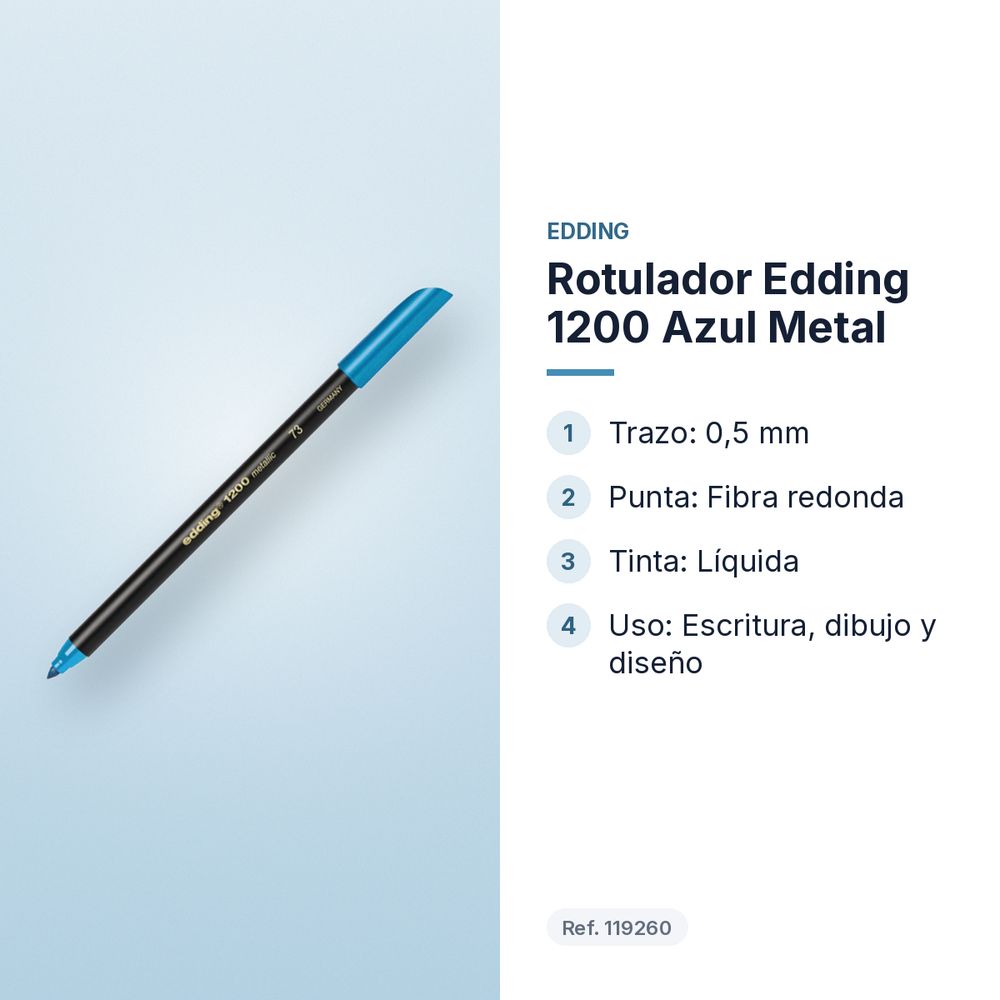 ROTULADOR EDDING 1200 AZUL METAL - características principales