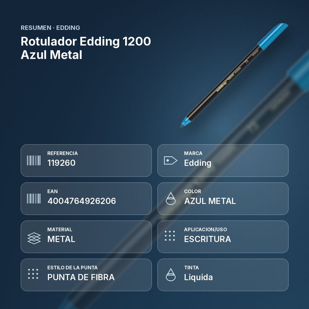 ROTULADOR EDDING 1200 AZUL METAL - resumen de atributos