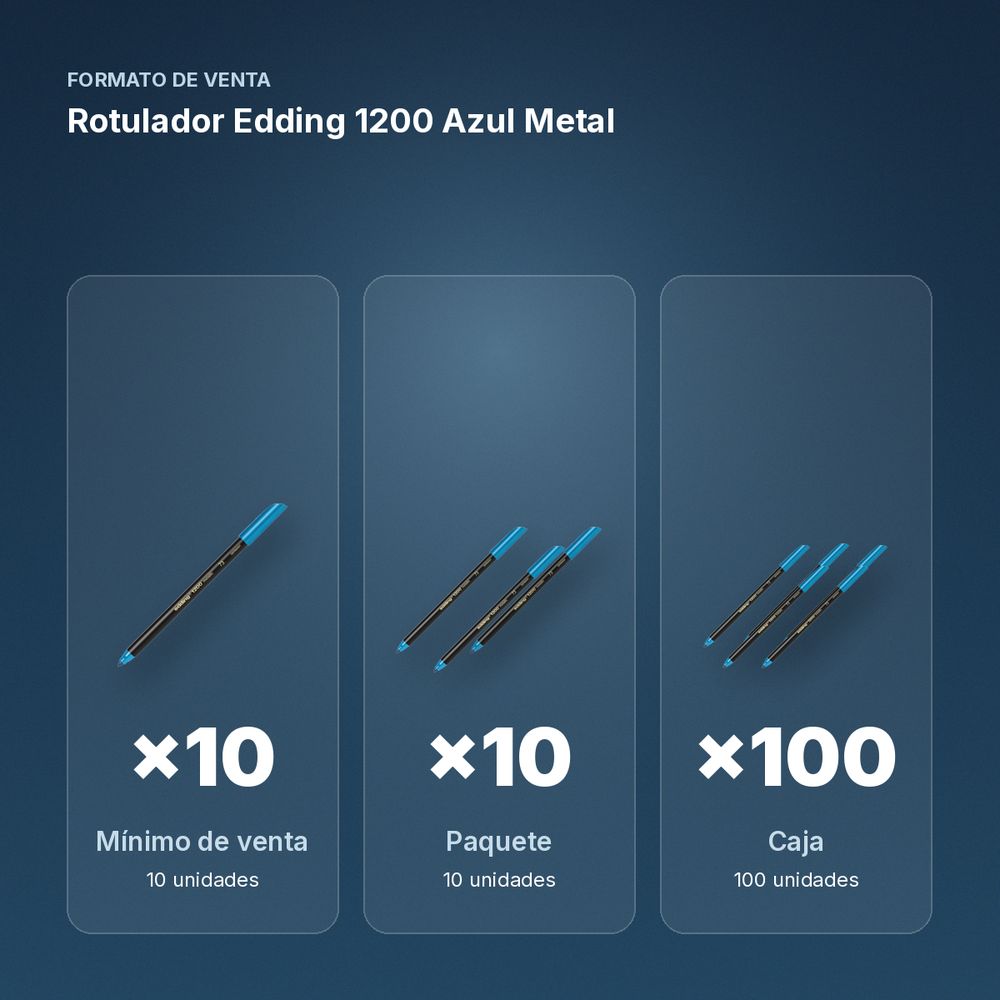 ROTULADOR EDDING 1200 AZUL METAL - formato de venta: paquete de 10, caja de 100