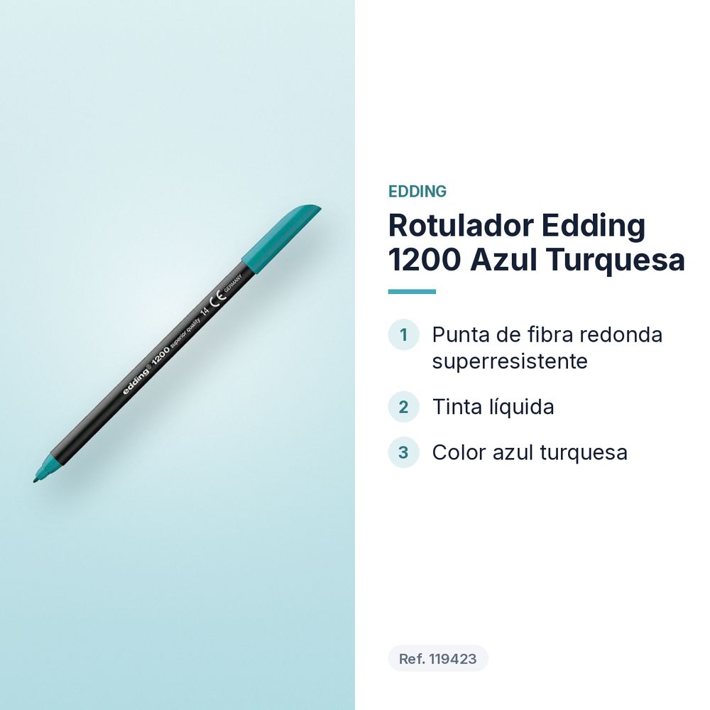 ROTULADOR EDDING 1200 AZUL TURQUESA - características principales