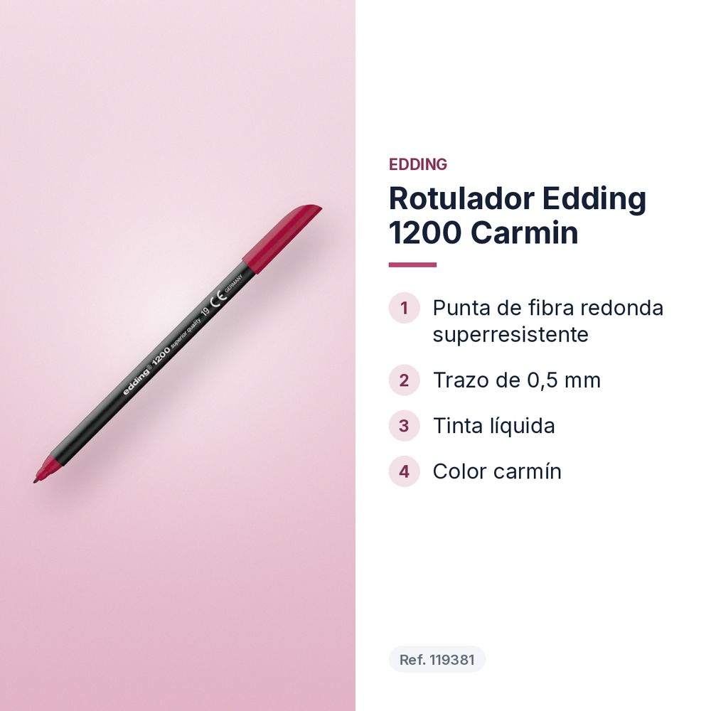 ROTULADOR EDDING 1200 CARMIN - características principales