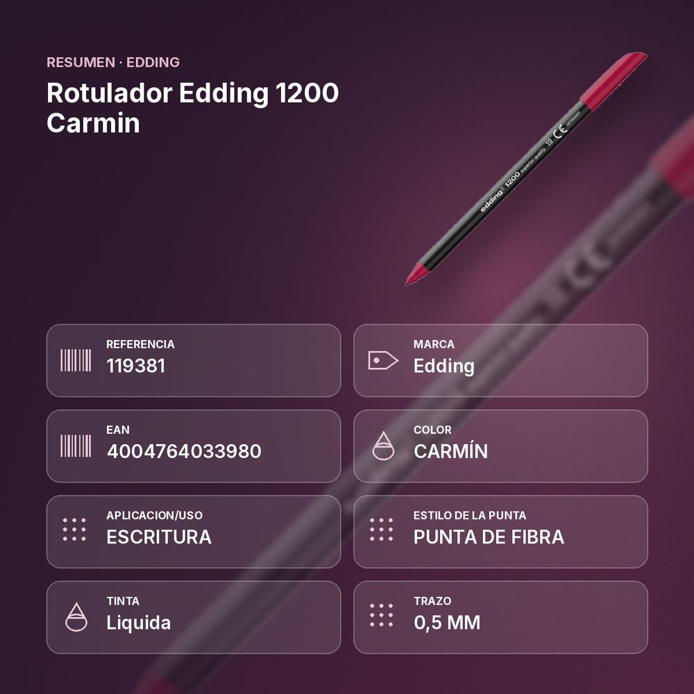 ROTULADOR EDDING 1200 CARMIN - resumen de atributos