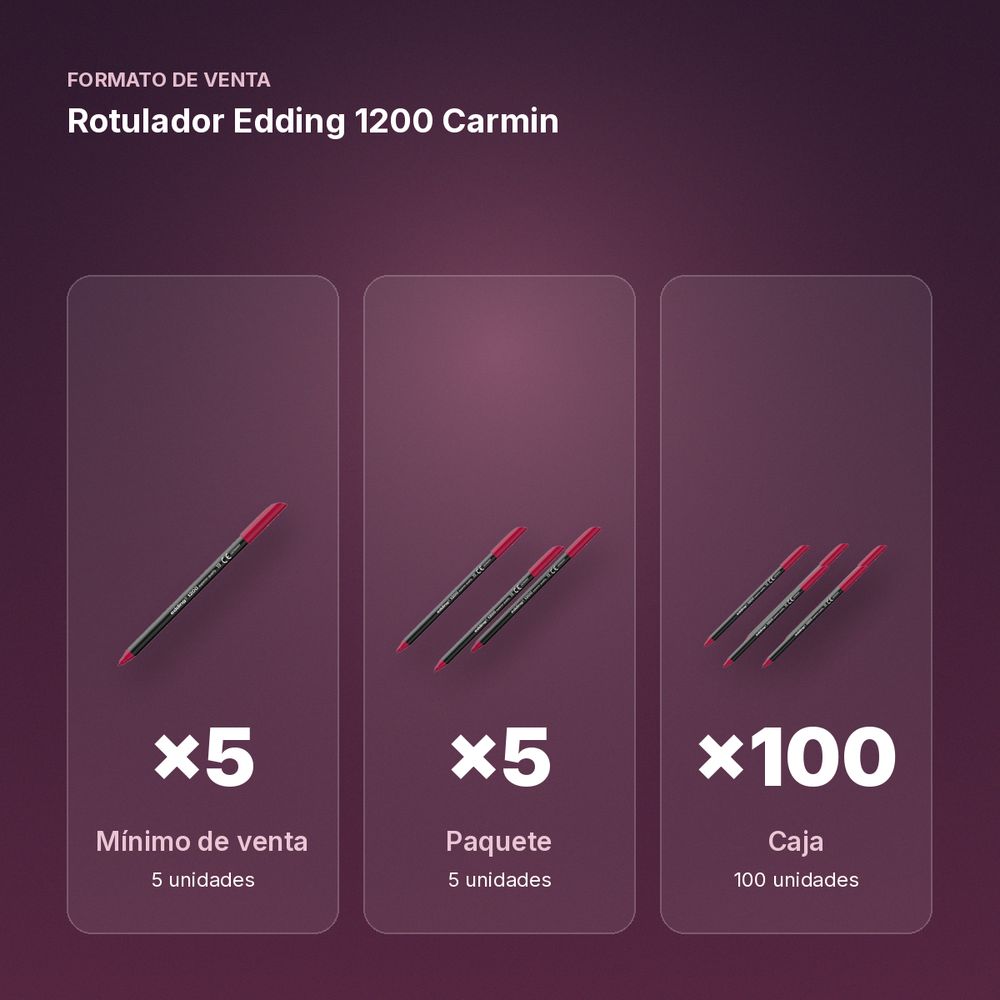ROTULADOR EDDING 1200 CARMIN - formato de venta: paquete de 5, caja de 100
