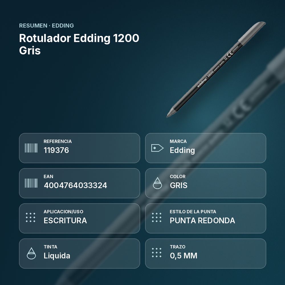 ROTULADOR EDDING 1200 GRIS - resumen de atributos