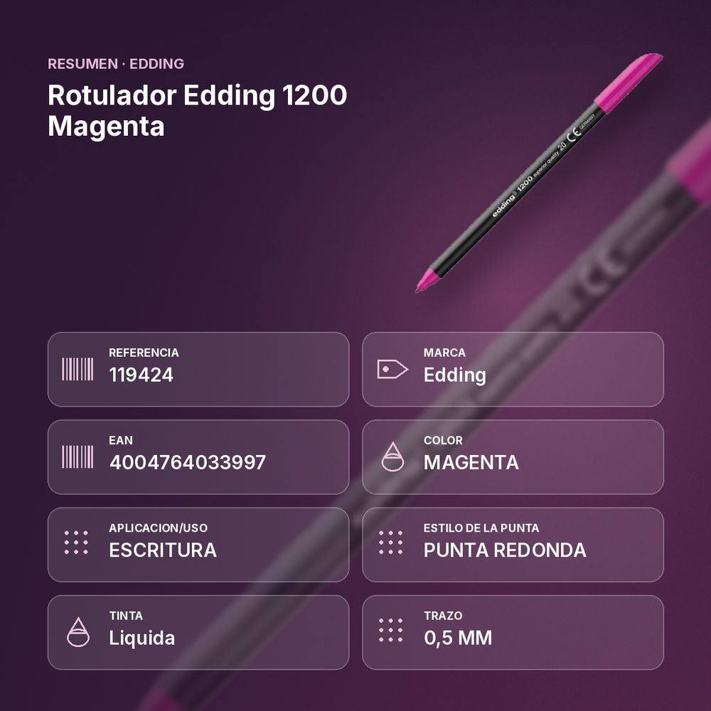 ROTULADOR EDDING 1200 MAGENTA - resumen de atributos