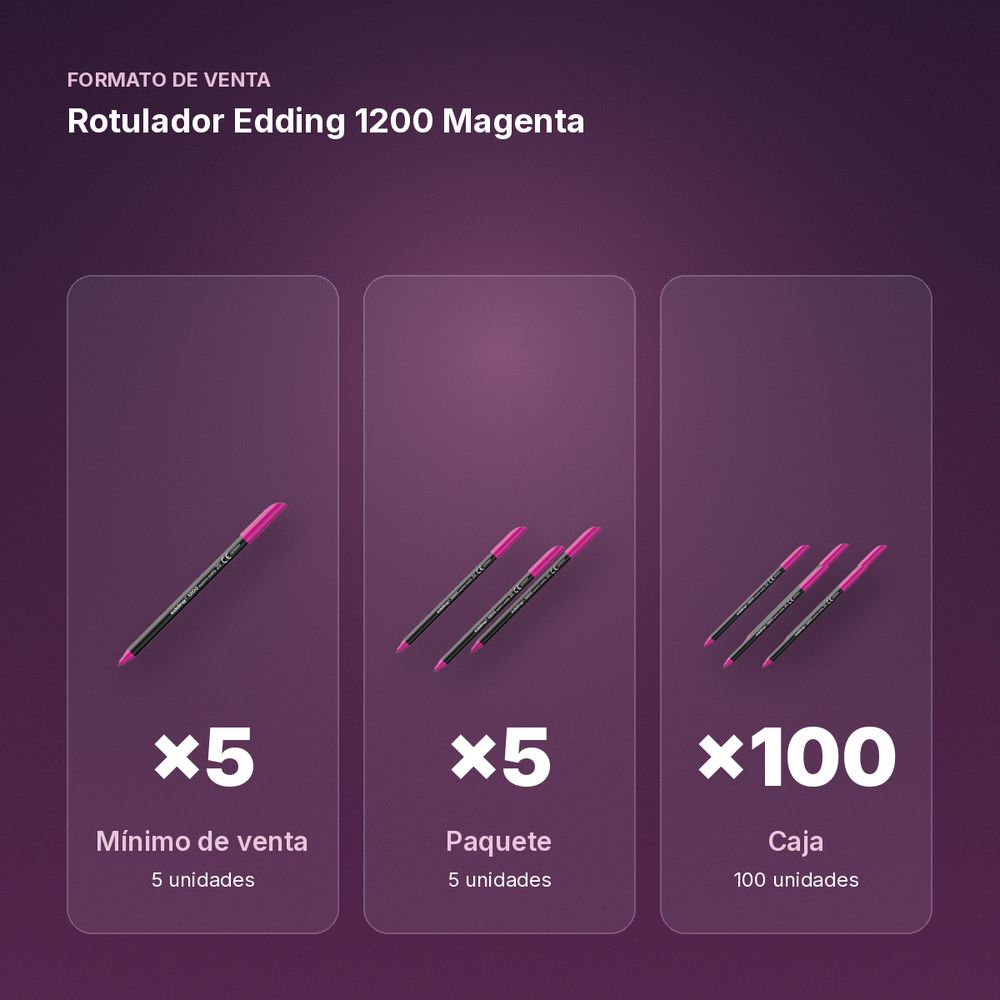 ROTULADOR EDDING 1200 MAGENTA - formato de venta: paquete de 5, caja de 100