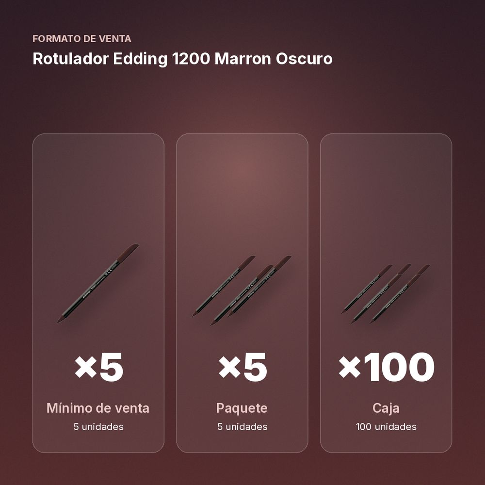 ROTULADOR EDDING 1200 MARRON OSCURO - formato de venta: paquete de 5, caja de 100