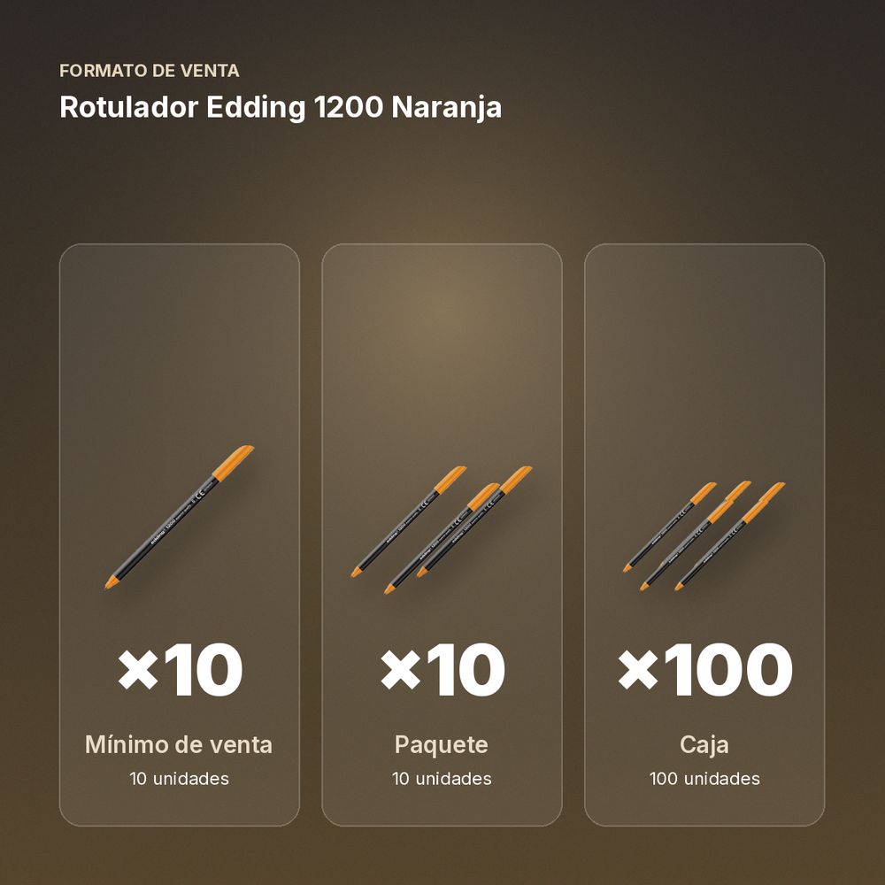 ROTULADOR EDDING 1200 NARANJA - formato de venta: paquete de 10, caja de 100