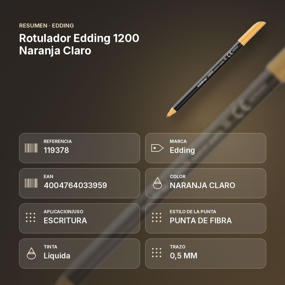 ROTULADOR EDDING 1200 NARANJA CLARO - resumen de atributos