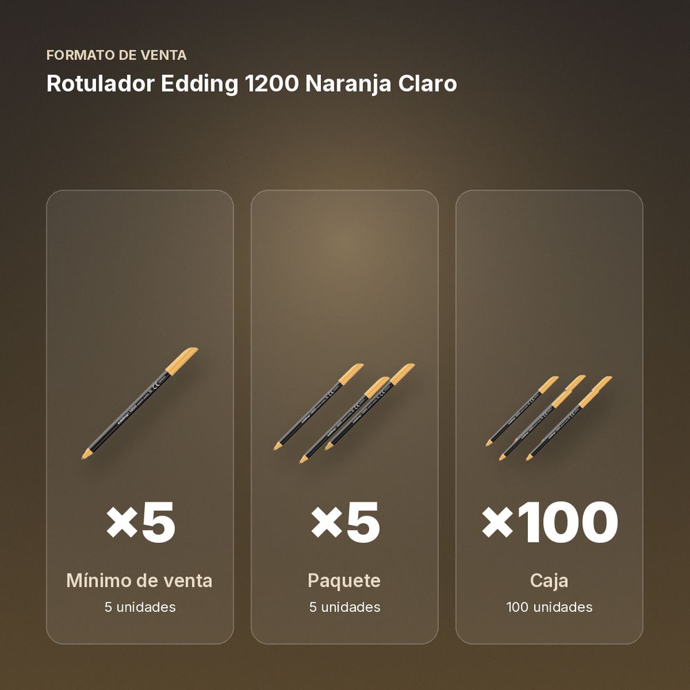 ROTULADOR EDDING 1200 NARANJA CLARO - formato de venta: paquete de 5, caja de 100