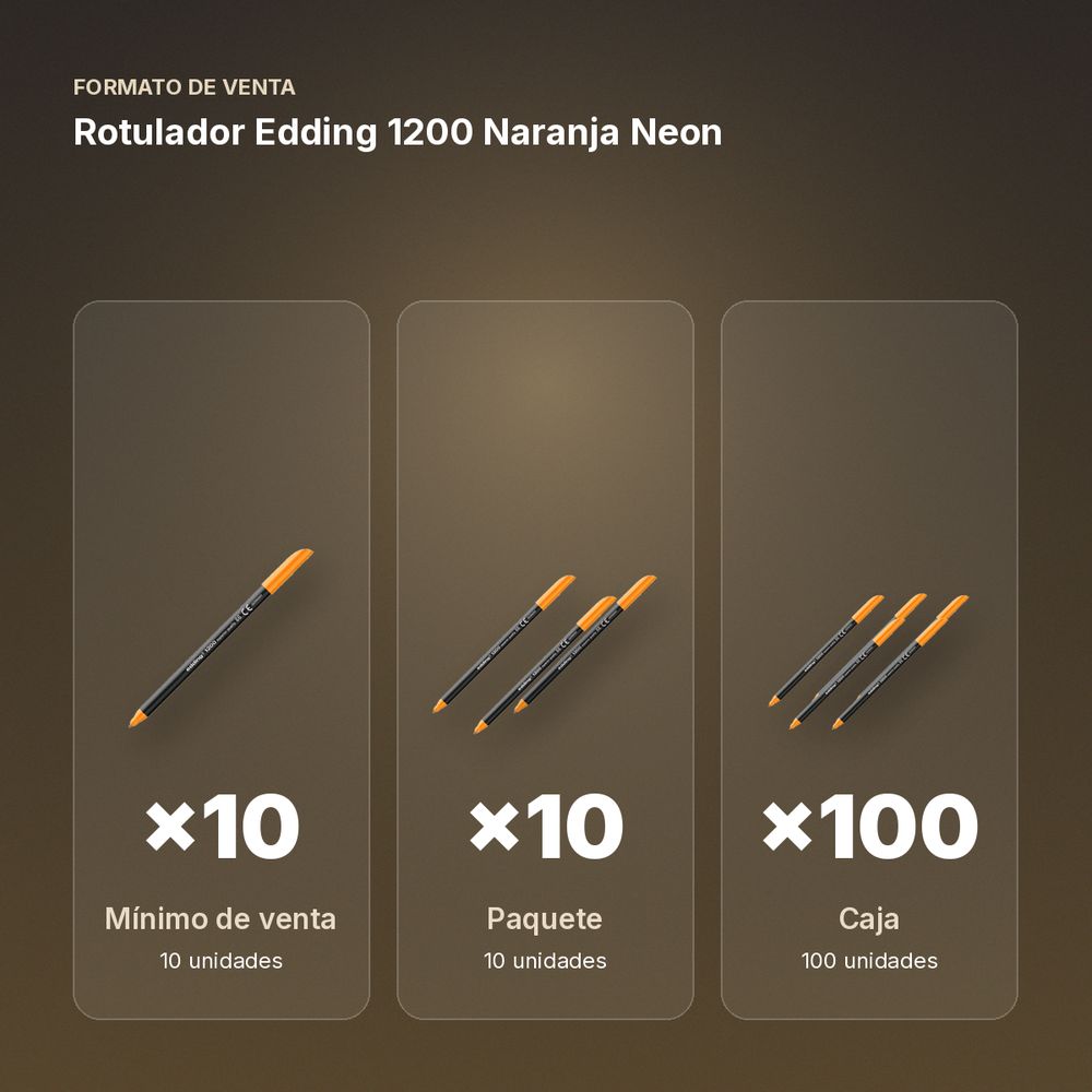 ROTULADOR EDDING 1200 NARANJA NEON - formato de venta: paquete de 10, caja de 100
