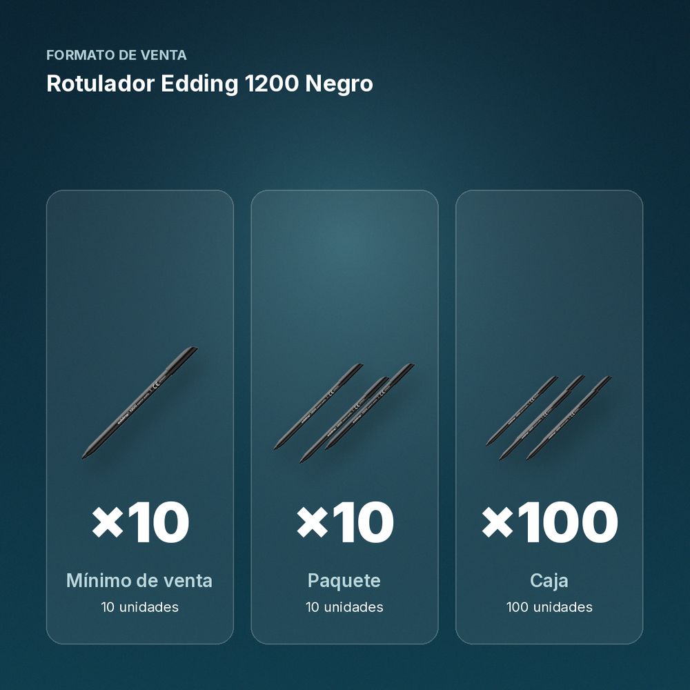 ROTULADOR EDDING 1200 NEGRO - formato de venta: paquete de 10, caja de 100