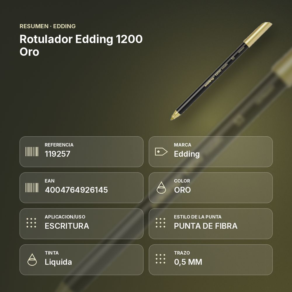 ROTULADOR EDDING 1200 ORO - resumen de atributos