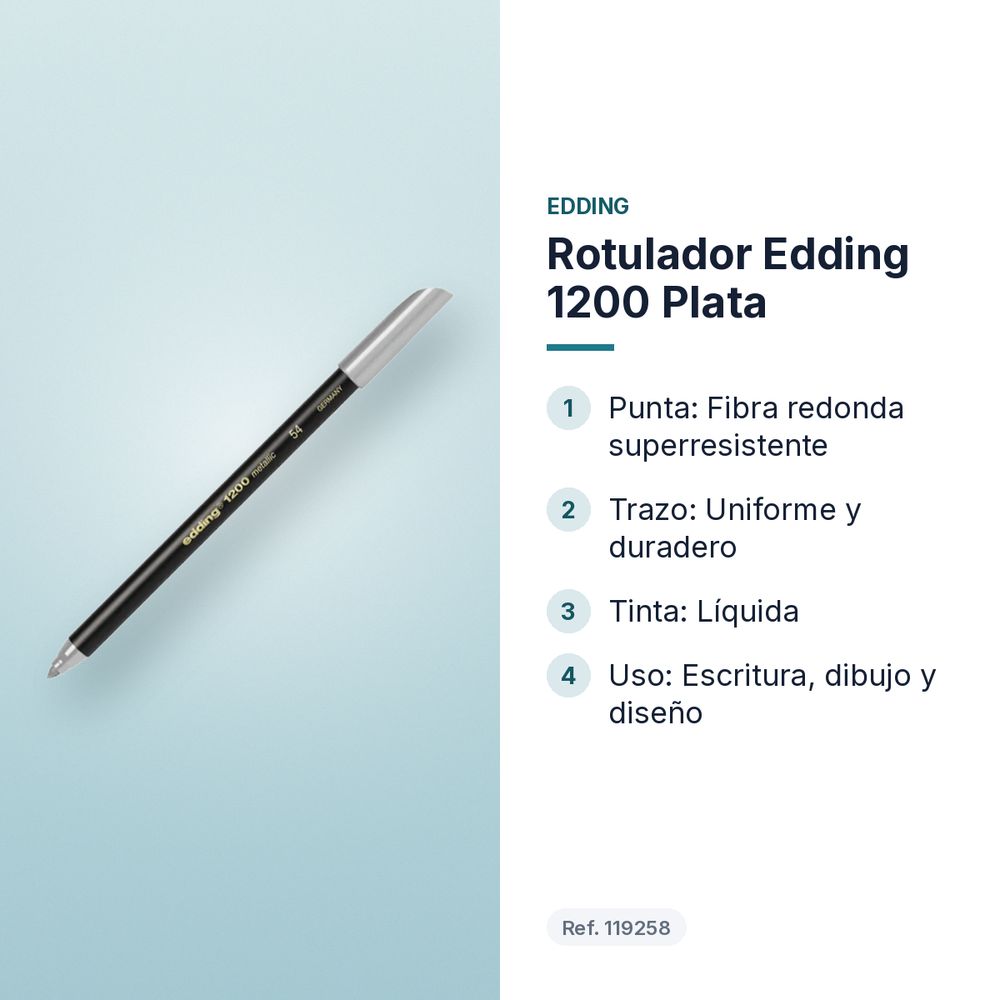 ROTULADOR EDDING 1200 PLATA - características principales