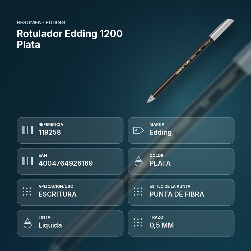ROTULADOR EDDING 1200 PLATA - resumen de atributos