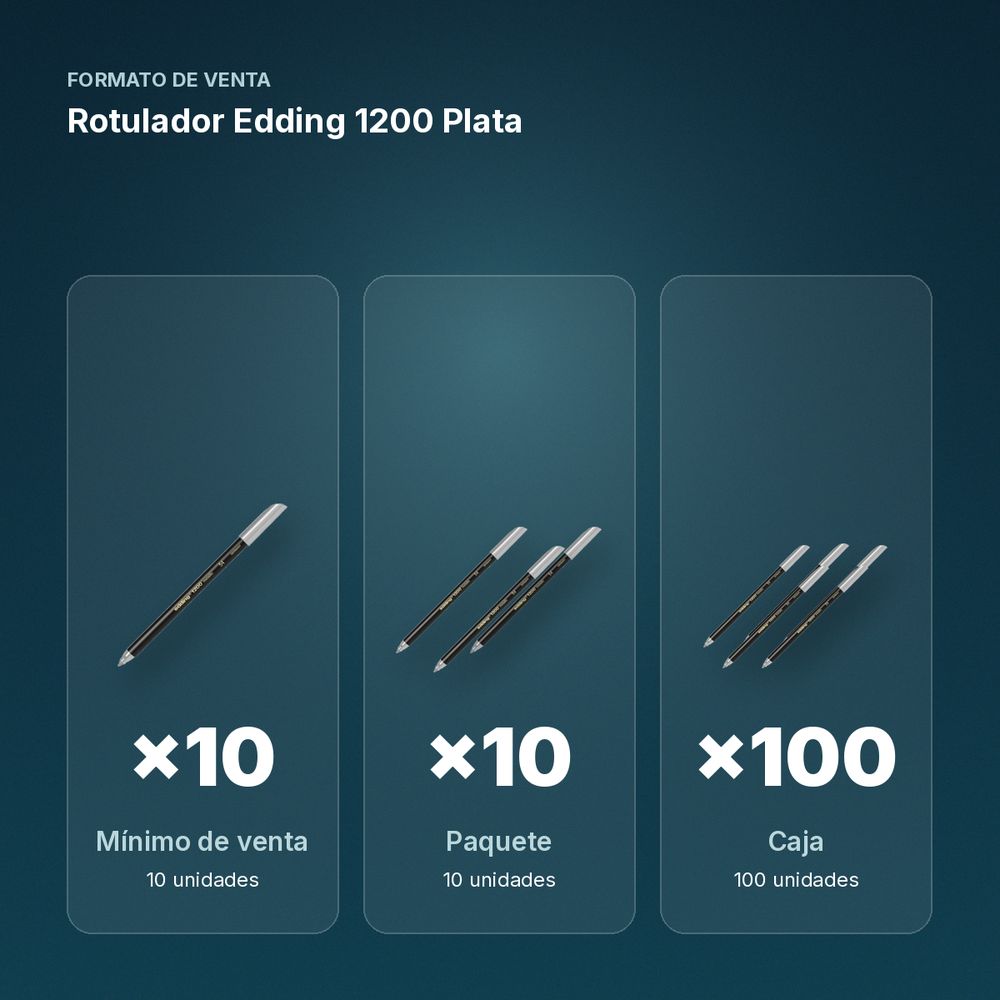 ROTULADOR EDDING 1200 PLATA - formato de venta: paquete de 10, caja de 100