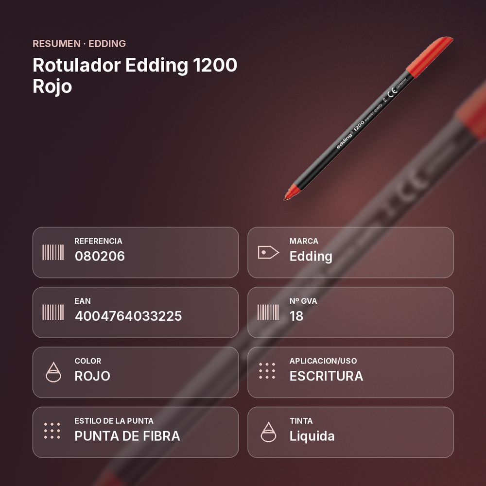 ROTULADOR EDDING 1200 ROJO - resumen de atributos