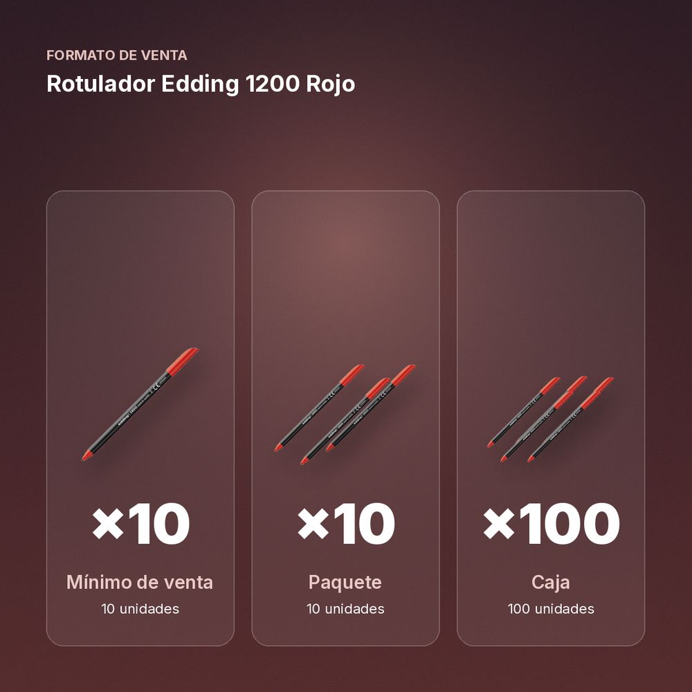 ROTULADOR EDDING 1200 ROJO - formato de venta: paquete de 10, caja de 100