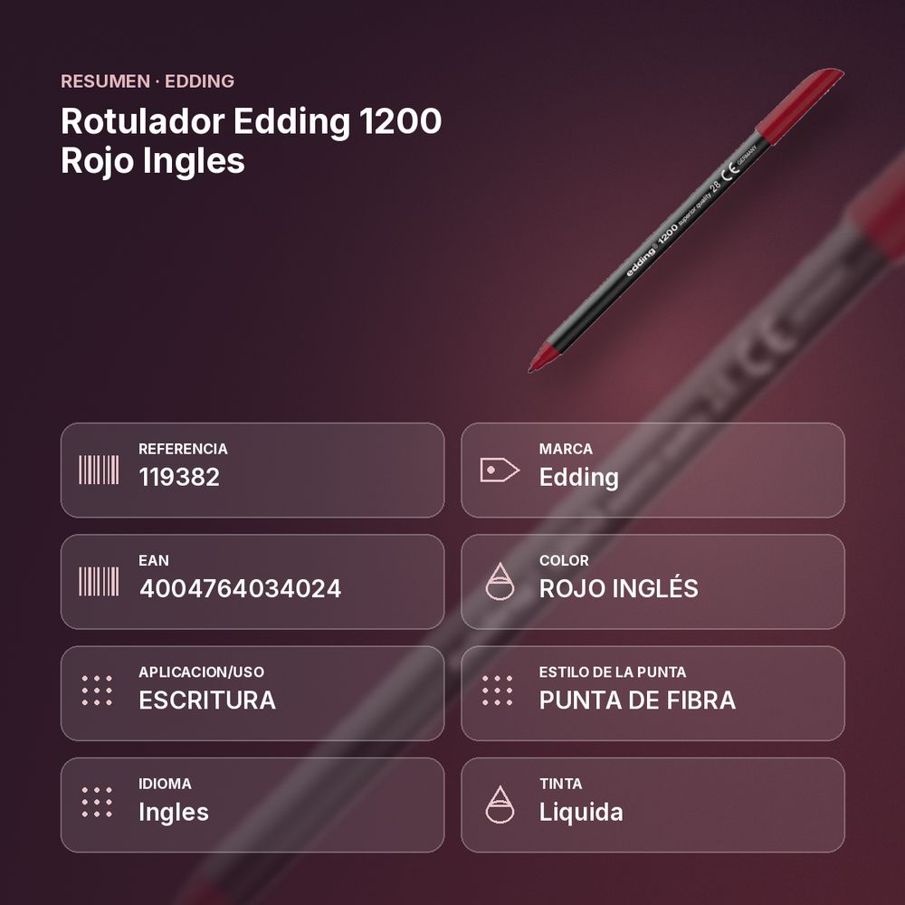 ROTULADOR EDDING 1200 ROJO INGLES - resumen de atributos
