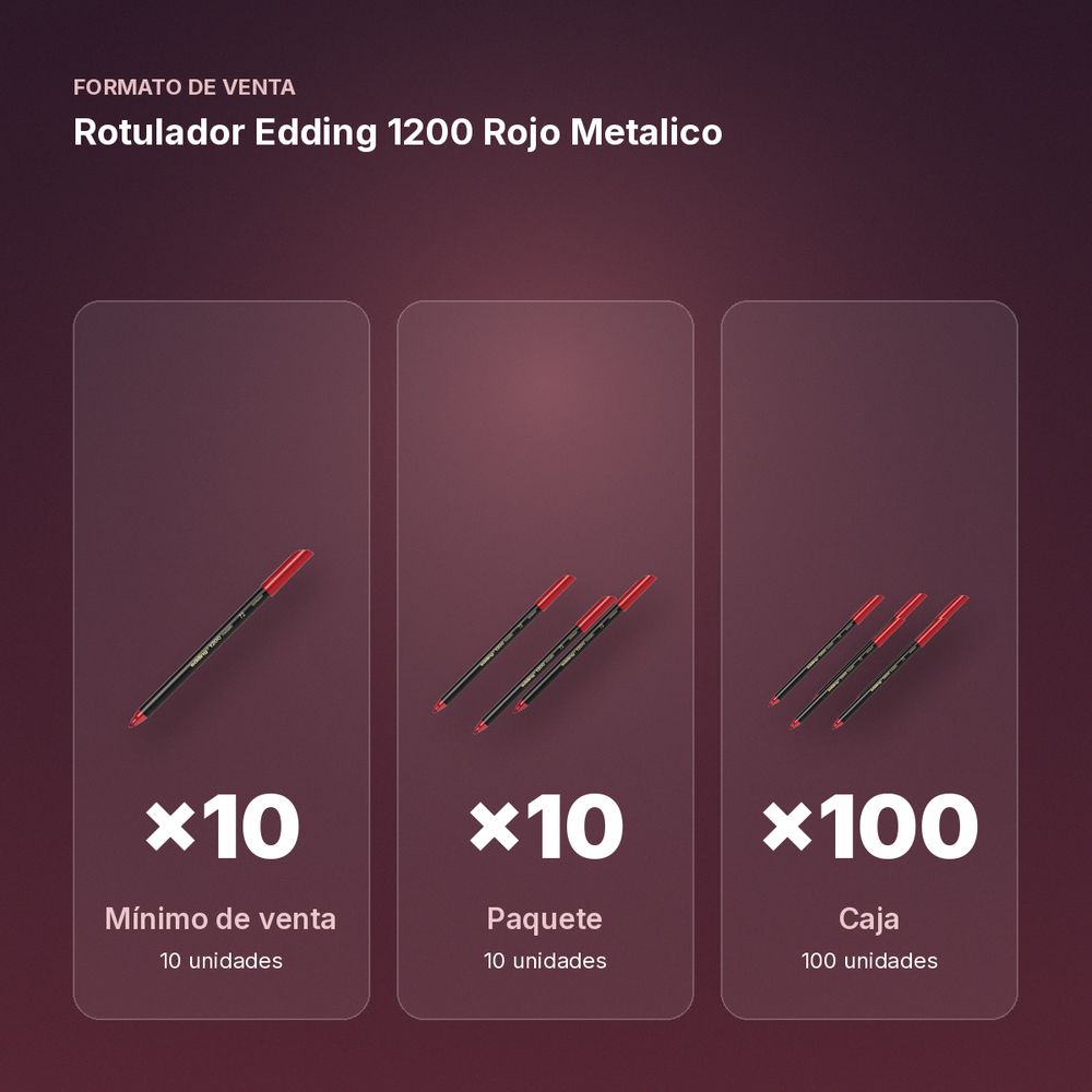 ROTULADOR EDDING 1200 ROJO METALICO - formato de venta: paquete de 10, caja de 100