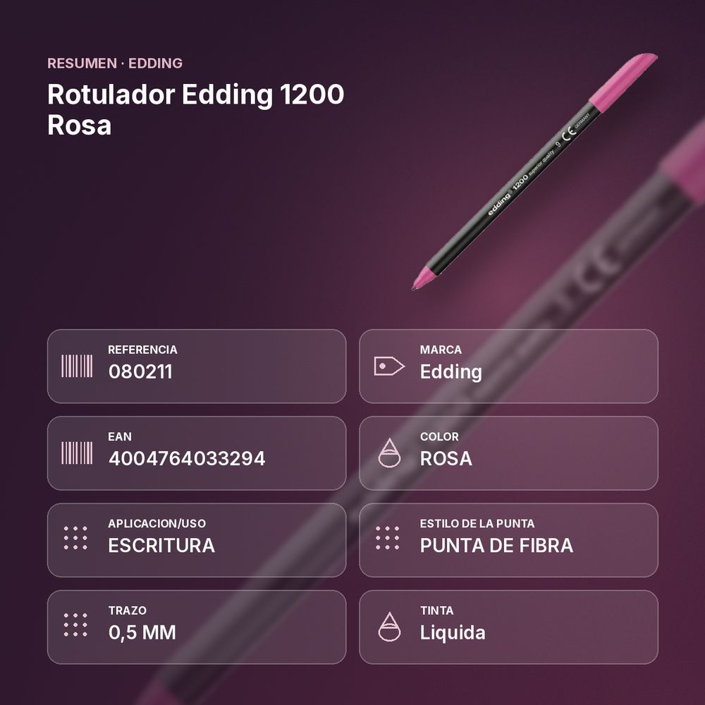 ROTULADOR EDDING 1200 ROSA - resumen de atributos