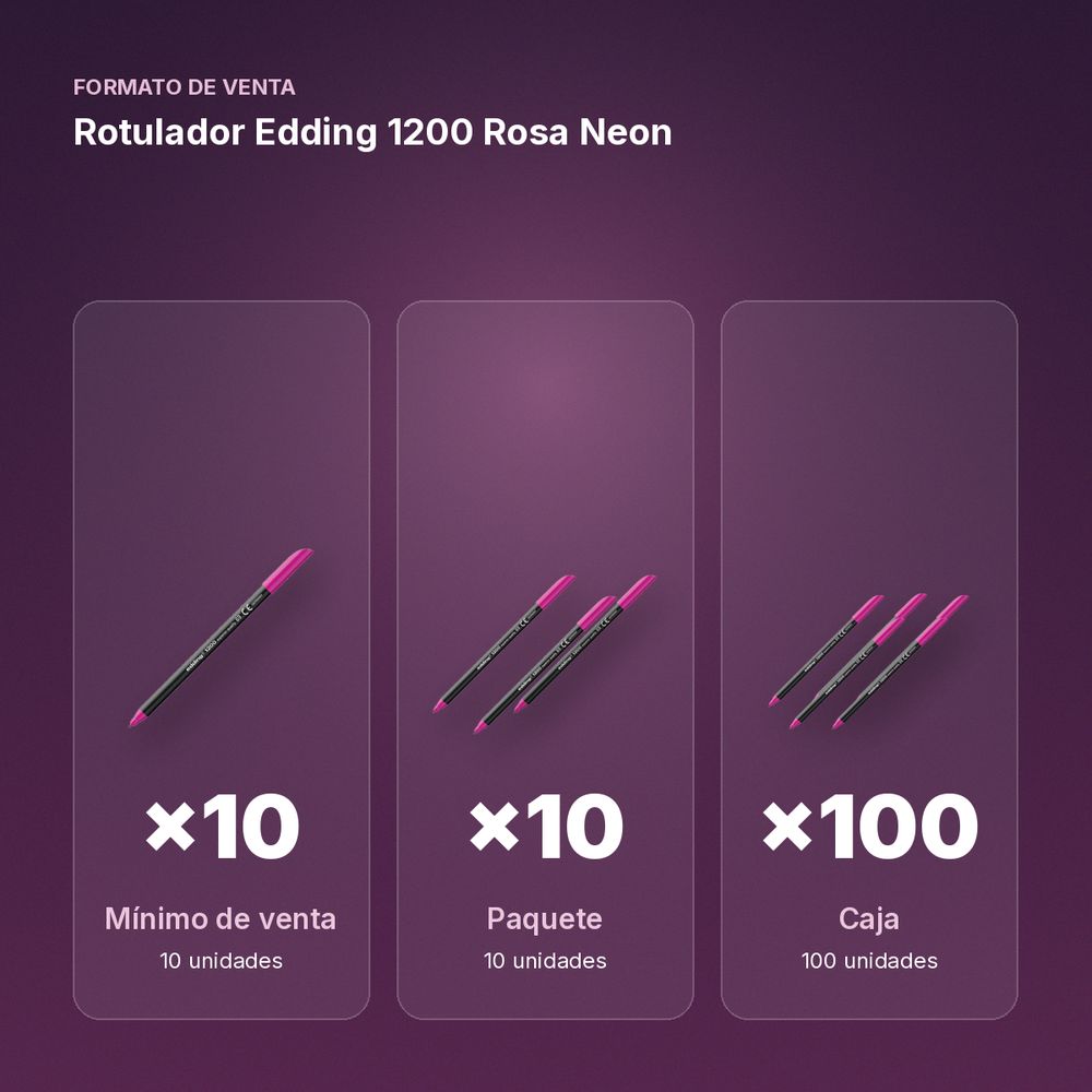 ROTULADOR EDDING 1200 ROSA NEON - formato de venta: paquete de 10, caja de 100