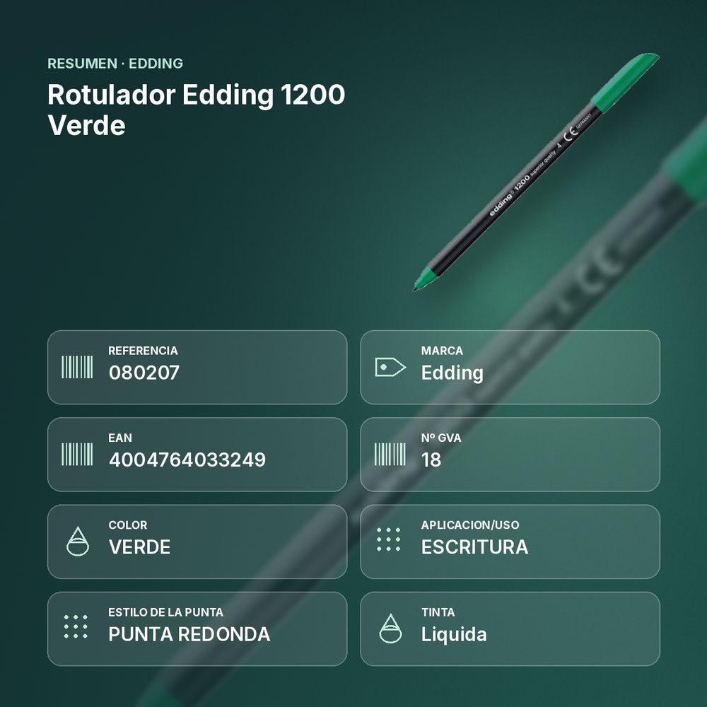 ROTULADOR EDDING 1200 VERDE - resumen de atributos