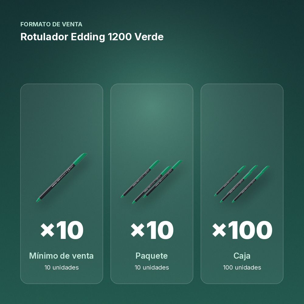 ROTULADOR EDDING 1200 VERDE - formato de venta: paquete de 10, caja de 100