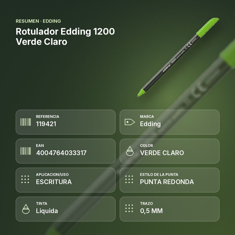 ROTULADOR EDDING 1200 VERDE CLARO - resumen de atributos