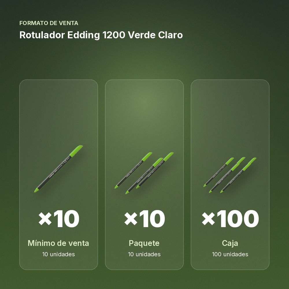 ROTULADOR EDDING 1200 VERDE CLARO - formato de venta: paquete de 10, caja de 100