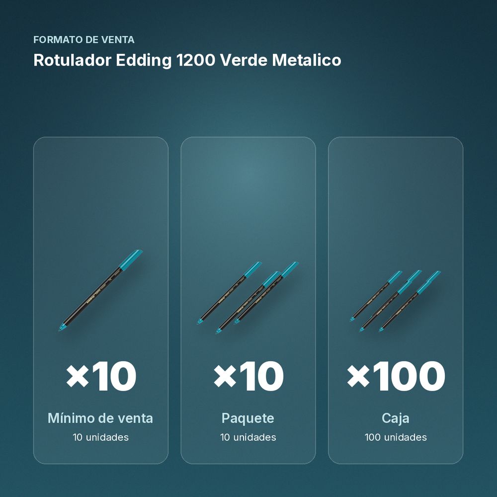 ROTULADOR EDDING 1200 VERDE METALICO - formato de venta: paquete de 10, caja de 100
