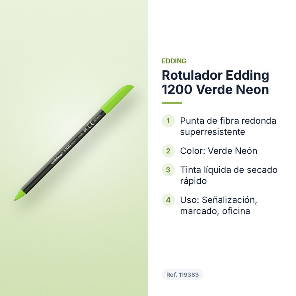 ROTULADOR EDDING 1200 VERDE NEON - características principales