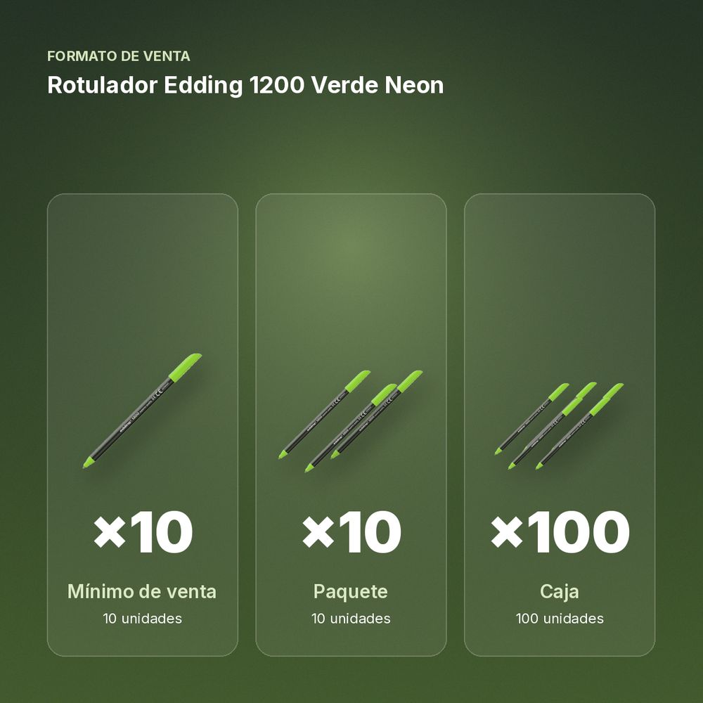 ROTULADOR EDDING 1200 VERDE NEON - formato de venta: paquete de 10, caja de 100