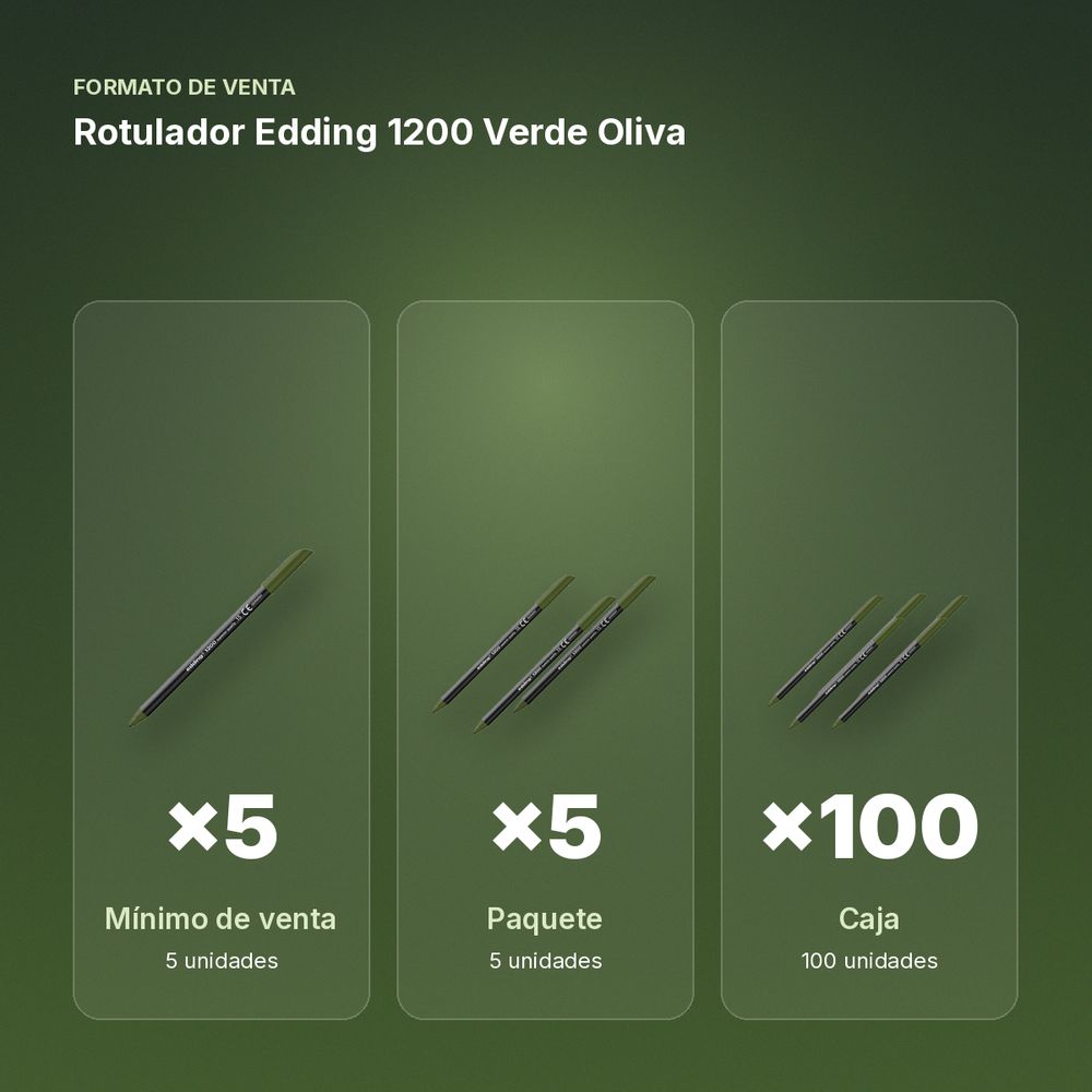 ROTULADOR EDDING 1200 VERDE OLIVA - formato de venta: paquete de 5, caja de 100