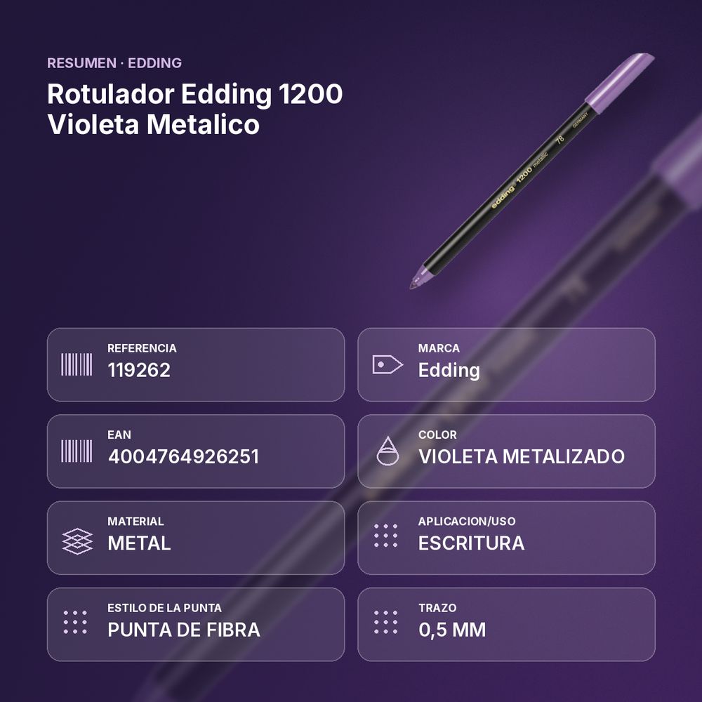 ROTULADOR EDDING 1200 VIOLETA METALICO - resumen de atributos