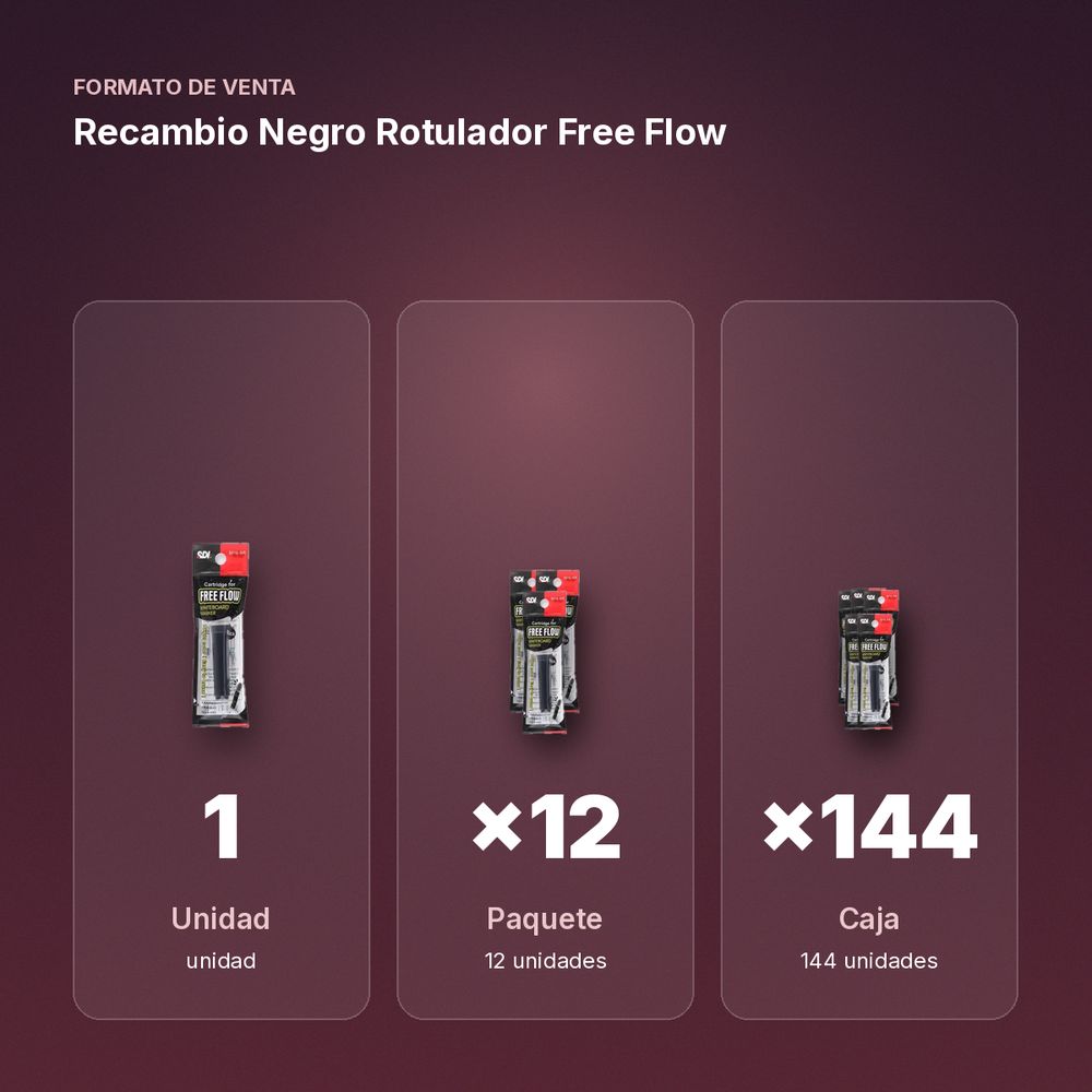 RECAMBIO NEGRO ROTULADOR FREE FLOW - formato de venta: paquete de 12, caja de 144