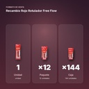 RECAMBIO ROJO ROTULADOR FREE FLOW - formato de venta: paquete de 12, caja de 144