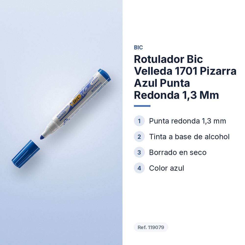 ROTULADOR BIC VELLEDA 1701 PIZARRA AZUL PUNTA REDONDA 1,3 MM - características principales