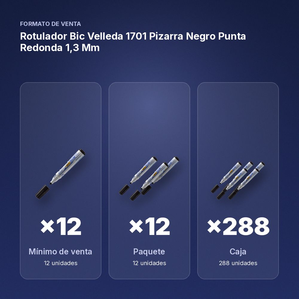 ROTULADOR BIC VELLEDA 1701 PIZARRA NEGRO PUNTA REDONDA 1,3 MM - formato de venta: paquete de 12, caja de 288