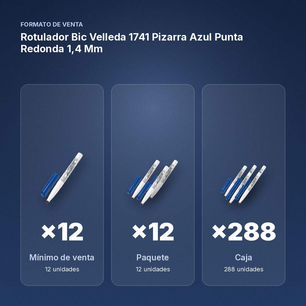 ROTULADOR BIC VELLEDA 1741 PIZARRA AZUL PUNTA REDONDA 1,4 MM - formato de venta: paquete de 12, caja de 288